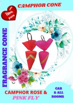 Shreeji Pure Camphor Cone Pink Fly & Rose - Fragrance ( Pack of 2 ) Air Freshener Car /Room & Mosquito Repellent t