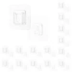 Zureni Magic Male-Female Double-Sided Transparent Adhesive Kitchen Wall Hooks Non-Trace No Drilling Installation Hanging Detachable Nail Free Waterproof Heavy Duty Sticky Hanger For Robe (Pack Of 15)