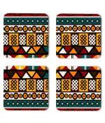 Whats Your Kick Pattern Design Comic Black And Yellow Pattern Design Printed Set of 4 Coaster With Metal Stand