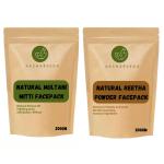 ROMJ Natural Glow Face Pack | Herbal Skincare Mask for Brightening & Hydration | Deep Cleansing & Pore Tightening | Suitable for All Skin Types (Muktani Mitti & Ritha Powder Face Pack)