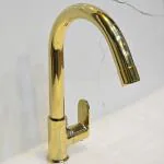 Clay Plus Basin Faucet In French Gold Finish Swan Neck Tap Faucet (Deck Mount Installation Type)