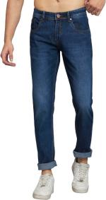 SHYAM IMPEX Men Blue Self Design Pure Cotton Mid Rise Regular Jeans, size 34