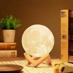 RYLAN Polyvinyl Chloride Night Lamp For Bedroom 3D Moon Lamp (15 cm), 7 Multicolor