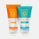 VLCC Clinic 2X AHA DeTan Kit - Skin Clarifying De-Tan Face Wash 150 ml & Cellulosic Peeling Face Scrub - 100 g