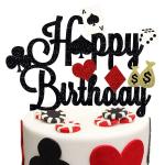 Festiko Casino Party Decorations, Poker Cake Topper For Las Vegas Casino Night Poker Events Birthday Party Supplies Glitter Casino Cake Topper Food Picks Decoration Supplies