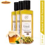 Herbal Khadi Lemon Herbal Face Wash Oil & Pollutant Cleanser Pimple Anti Acne (Pack of 3) 630 ml