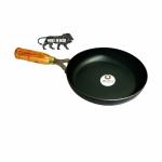 Akky Iron Fry Pan/Tapper Pan with Wooden Handle for Advanced Cooking and Frying (Induction and Gas Compatible) - Diameter 9 inch / 23 cm