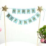 Hippity Hop Blue Happy Birthday Cake Topper Banner Bunting