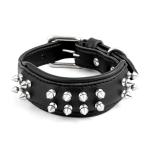 ADIL'S Micro Fiber Adjustable Spike Dog Collar with Metal Buckle Design (20-24 Inch) - Black (Medium)