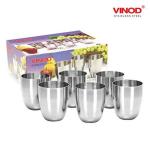 Vinod Stainless Steel Vento Glass Set of 6 pcs, Capcity-300ml