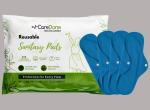 CareDone Reusable Sanitary Cloth Pads Ultra-Soft Cotton, Maximum Absorbency, Superior Leak Protection, Rash-Free Wear for Every Flow, and All-Day and Overnight Use (Pack of 4)