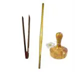 Arman Spoons Brown Wood Chimta, Belan And Masher Set (Pack Of 3)