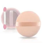 Majestique 2Pcs Flat Powder Puff with Grip, Makeup Sponge with Stick for Liquid, Cream, and Powder - Color May Vary