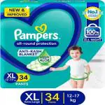 Pampers All Round Protection Diaper Pants, Anti Rash Blanket, Lotion with Aloe - XL (34 Pieces)