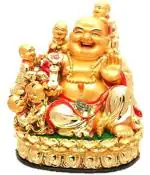 APNA KANHA Children Buddha Decorative Showpiece - 7 cm (Polyresin, Gold)