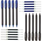 Pentel EnerGel 0.7MM Roller Gel Pen | Quick Dry Ink For Smudge-Free Writing | Ink Colour - 5 Blue and 5 Black | Pack of 10 Pens and 10 Refills