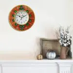 eCraftIndia Handcrafted Antique Design Papier-Mache Wooden Wall Clock