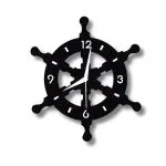 RAP CREATION Ship Wheel Shape Metallic Wall Clock for Home, Office, Living Room, Bedroom, Kids Room and Kitchen | Big Size Stylish Latest Home Decor | Black Color (Battery Included)