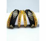 Aashirwad Traders Handmade Multicolor Plastic and Silk Thread Kundan Bangle (Women) - 2.8 (set of 6)