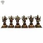 Kalakrithi Metal Six Set of Lord Ganesh Playing Different Musical Instruments 17.78 x 8.89 cm