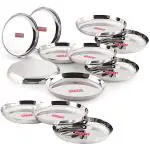 HAZEL Steel Plates For Lunch |Plates Set Steel For Dinner | Steel Plates Set, 25 cm, Set of 12