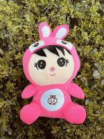 FUN ZOO Cute Boy with Bunny Cap Soft Toy Stuffed Soft Toys Pink (25 cm)