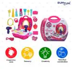 BUMTUM Makeup Kit For Girls Toy Set Pretend Play Beauty Baby Doll Make Up Set With Mirror & Hair Styling Cosmetics Accessories For kids(Pink)