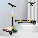 Kidsmate Speedy Kick Scooter for Kids (ISI Certified) with LED Wheel Lights, Height Adjustable Handlebar & Foldable Design & Rear Brakes for Kids of Age 3+ Years (Max User Weight Upto 40 kg) Black