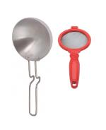 First Front Aluminium Tadka Pan With Solid Plastic Tea Strainer and (Multicolour, Pack of 2)