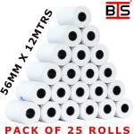 BIS White 50 Gsm Swipe Machine Thermal Paper Roll , 56 Mm X 12 M (Set Of 25)