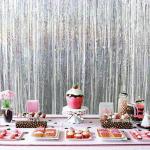Festiko Sliver Foil Fringe Curtains Party Decor Curtains Fun Photo Booth Props Backdrop Birthday Wedding Party Window Door Decorations (2 Packs, 6.5 x 3.2 Ft)