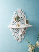 Home Sparkle White Engineered Wood Carved Folding Shelf 24X28.5X46 cm