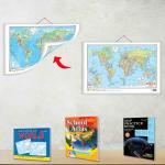 GOWOO WORLD POLITICAL - MAP PRACTICE BOOK, BOOK OF OUTLINE MAPS WORLD, 2 IN 1 WORLD POLITICAL AND PHYSICAL MAP IN HINDI and SCHOOL ATLAS LATEST EDITION (ENGLISH) - ART PAPER | Pack of 2 Book + 1 Map chart + 1 Atlas