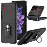 TASLAR Hard PC Case Cover Sliding Lens Protection Kickstand for Samsung Galaxy Z Flip 4 (Black)