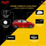 FALCON CAR CHROME ACCESSORIES COMBO KIT FOR GRAND i10 NIOS 2023 ONWARDS