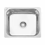 Ruhe Square Single Bowl 16 x 14 x 6 inches Kitchen Sink | 304-Grade Stainless Steel Square Single Bowl Kitchen Sink | Glossy Finish | Kitchen Sink/Sink Coupling/Waste pipe