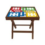 Nutcase Designer Teakwood Ludo Game Folding Bedside Coffee Table 15 x 11.75 x 16.75 inch