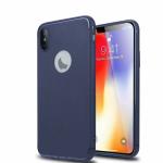 TRIFTY Apple iPhone 10S Max, XS Max Blue Rubber Soft Silicone with Anti Dust Plug Shockproof Slim Back Case Cover