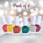Looks United New HD Shine Pastel Color long-lasting stay Nail Polish Combo Set Of 6 Color Candy Apple, Sunshine Yellow, Fire Brown, Emerald Green, Daisy Pearl,Garnet Pink