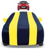 Auto Hub Car Cover Compatible with Hyundai Elite I20 with Mirror Pockets, Triple Stitched, Water Resistant Car Body Cover, Navy, Yellow