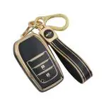Ashar KeyHub Gold-Black TPU Key Cover & Keychain Compatible for Toyota: Fortuner, Hilux, Innova Crysta, Fortuner Legender, Innova HyCross, Land Cruiser 2B/3B Smart Key