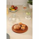 ARIYA HOME Cake Stand with Dome Cover Cake Cover Dust- Proof Dessert Cover Glass Food Dome with Wooden Bas for Kitchens Dining Rooms | AW-118