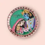 Chitra Artworks Radha - Krishna Mud Mirror Art Wall Decor (Multicolour) 31 x 31 x 2 cm