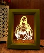 Shri Girraj Ji Olive Jesus 3D Led Light Frame Desk Lamp