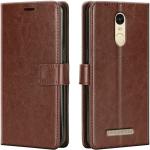 Tingtong Flip Cover Back Case for Mi Redmi Note 3 | Leather Finish | Inbuilt Stand & Pockets | Wallet Style Flip Back Case Cover for Mi Redmi Note 3 (Brown)
