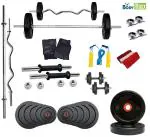 Body Maxx Rubber 55 Kg Adjustable Weight Lifting Plates Home Gym Combo