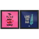 Indigifts Mom Dad Birthday Gift Multi Poster Frame 6X6 Inches Set Of 2 - Parents Day Gift | 25 Wedding Anniversary Gift For Mom Dad | Unique Gifts For Mummy Papa