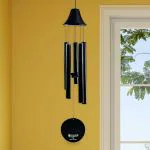 Himalayan Melody Round Sympathy Black Wind Chimes Soothing Sound Tuned 6 Aluminum Tubes for Home/Balcony Entrace Door