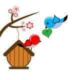 WOLPEP Multicolor Vinyl Love Birds Wall Sticker