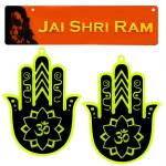 Divyamantra Multicolour Hanuman Jai Shri Ram and Hand Nazar Battu (Pack of 3)